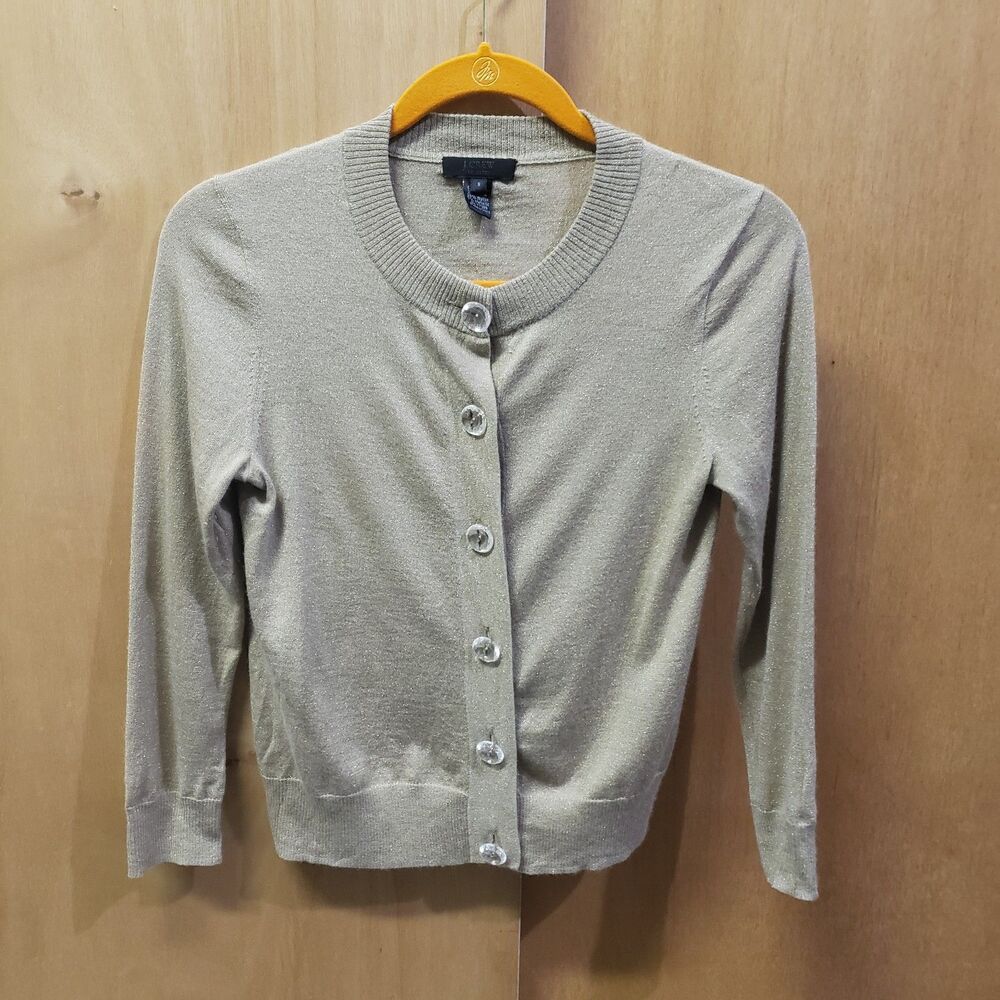 J. Crew Cashmere/Silk Gold Metallic Cardigan Sz Small GGG